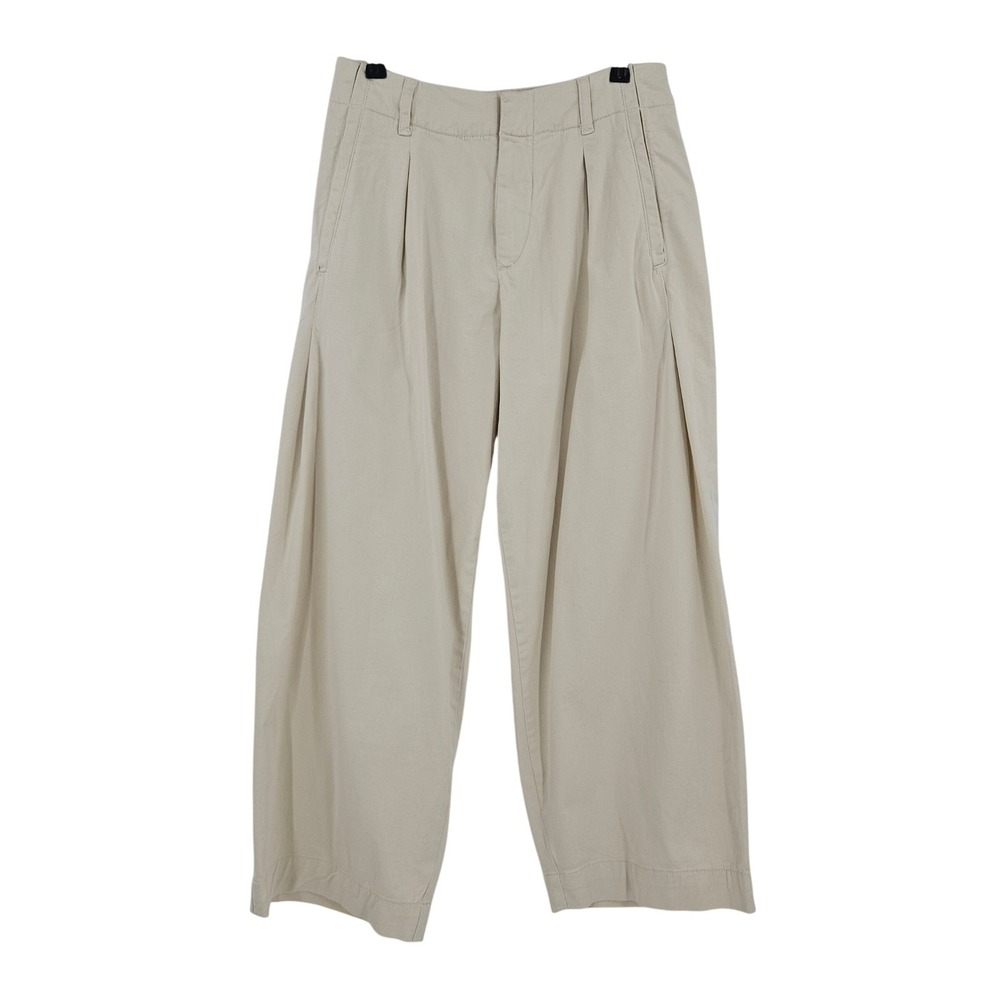 Rag & Bone Pleated Barrel Leg Pants Cream Khaki Wide Leg High Rise Casual Size 0